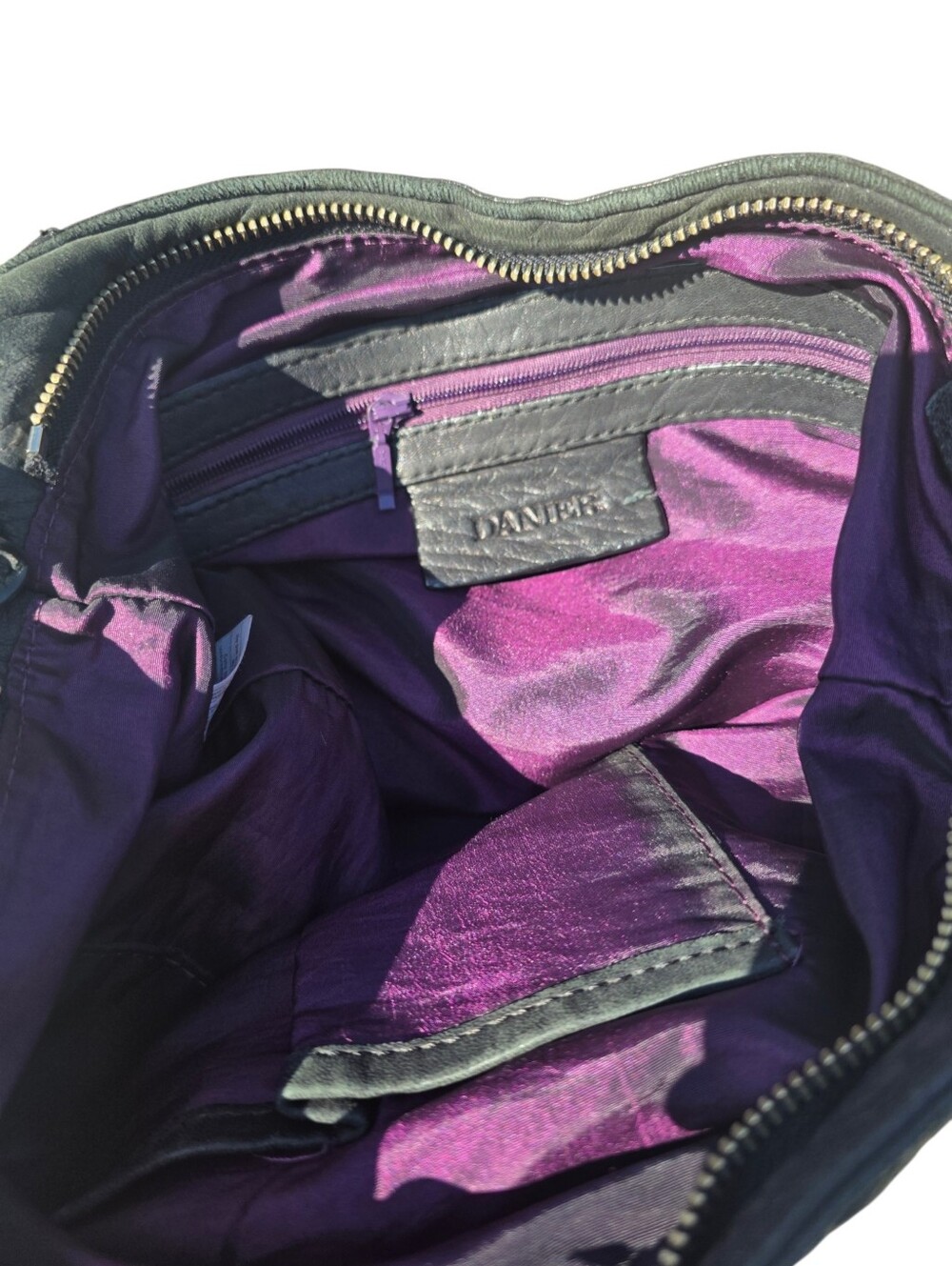 Danier Pebbled Leather Hobo Bag | Black Genuine Leather | Soft Slouchy Handbag - Picture 7 of 8